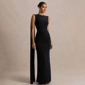 European And American Foreign Trade Spring New Women's Clothing Elegant And Stylish Evening Dress Long Skirt Sexy Slim Fit Backless Dress With Ribbons
