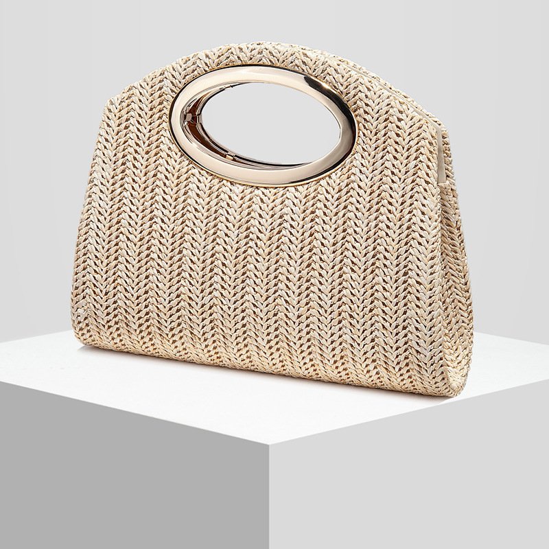 New Womens Straw-Weave Striped Evening Crossbody Bag - Image 2