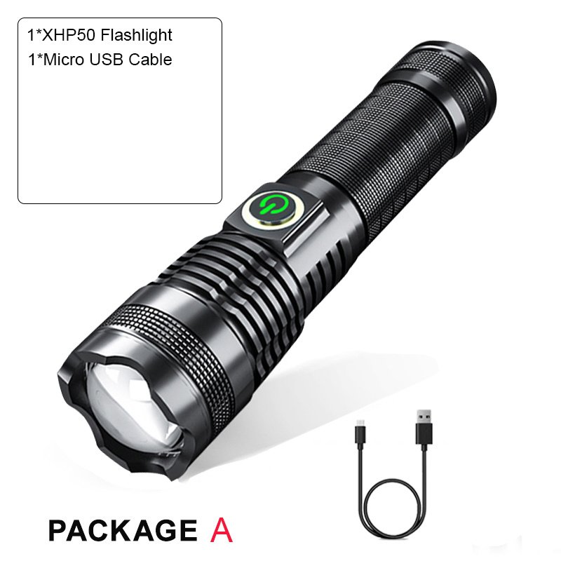 P50 Strong Light Zoom Flashlight Battery Display Usb Rechargeable Outdoor Lighting Strong Light Flashlight - Image 4