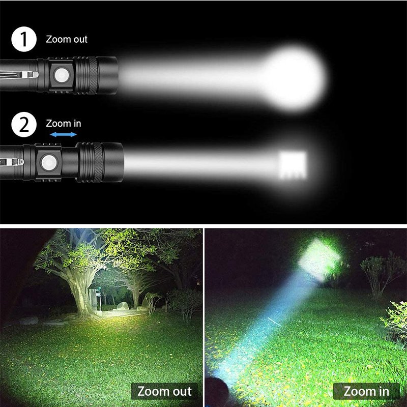 P50 Strong Light Zoom Flashlight Battery Display Usb Rechargeable Outdoor Lighting Strong Light Flashlight - Image 2