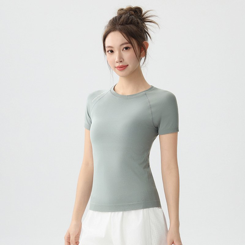 Quick-Drying Running Short-Sleeved Women's Summer Thin Training Fitness Yoga Top Slim Fit Elastic Professional Sports T-Shirt - Image 4