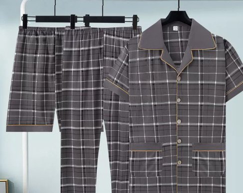 Pure Cotton Three-Piece Pajama Set For Men - Image 8