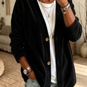 European And American Street Style Autumn And Winter New Women's Coat Solid Color Button Cardigan Casual Fashion Long Sleeve Women's Coat