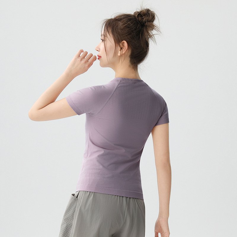 Quick-Drying Running Short-Sleeved Women's Summer Thin Training Fitness Yoga Top Slim Fit Elastic Professional Sports T-Shirt - Image 2