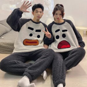 Coral Fleece Couple's Large Size Pajamas For Women Fleece-lined Homewear