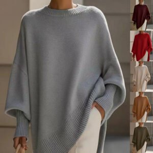 Women's Thick Knitted Pullover Sweater Loose Fit Round Neck Casual All-Match Top For Autumn Winter