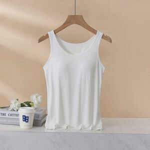 Women's Padded Vest Bra, Inner Layer, One-Piece Camisole, Slim-Fit, Figure-Flattering Modal Underwear For Summer