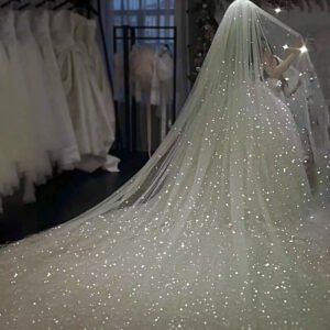 Starry Sky Sparkling Veil Double-Layer Bridal Wedding Headpiece