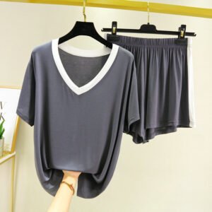 Fashion Color Contrast Pajamas For Women Suit
