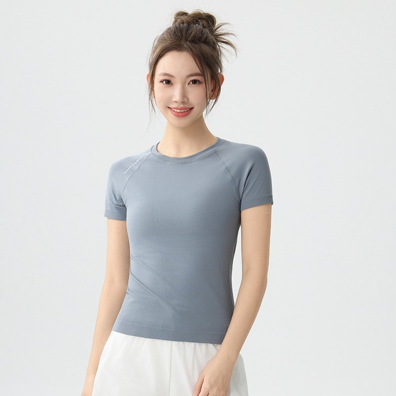Quick-Drying Running Short-Sleeved Women's Summer Thin Training Fitness Yoga Top Slim Fit Elastic Professional Sports T-Shirt - Image 9