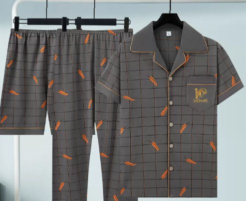 Pure Cotton Three-Piece Pajama Set For Men - Image 7