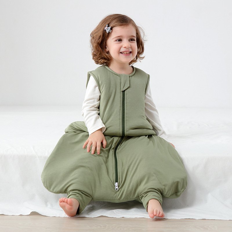 Warm Quilted Childrens Anti-kick Blanket Moisture-wicking Sleeveless Split-leg Sleeping Bag - Image 10