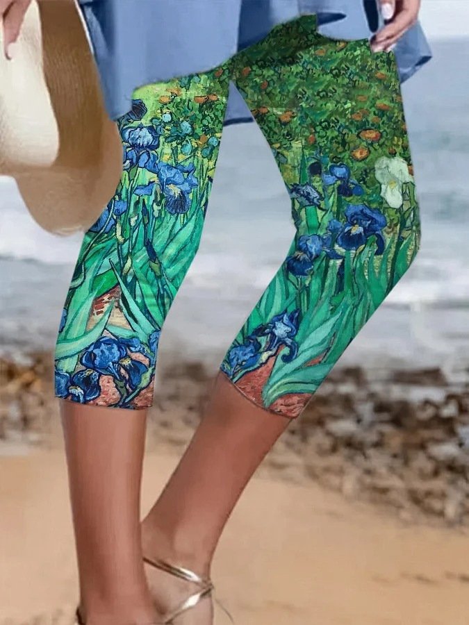 Women Can Wear Outside Casual Leggings Fifth Pants Oil Painting Graffiti Printed Plus Size Women's Clothing - Image 10