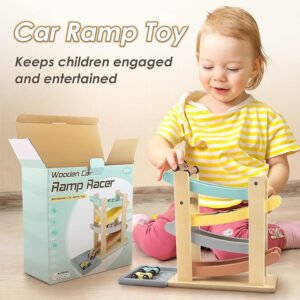 Wooden Inertia Sliding Track Car Educational Toy