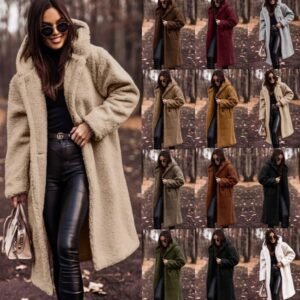 In-Stock Amazon Cross-Border Supply  Autumn And Winter Fashion Long Solid Color Long-Sleeve Woolen Women's Coat