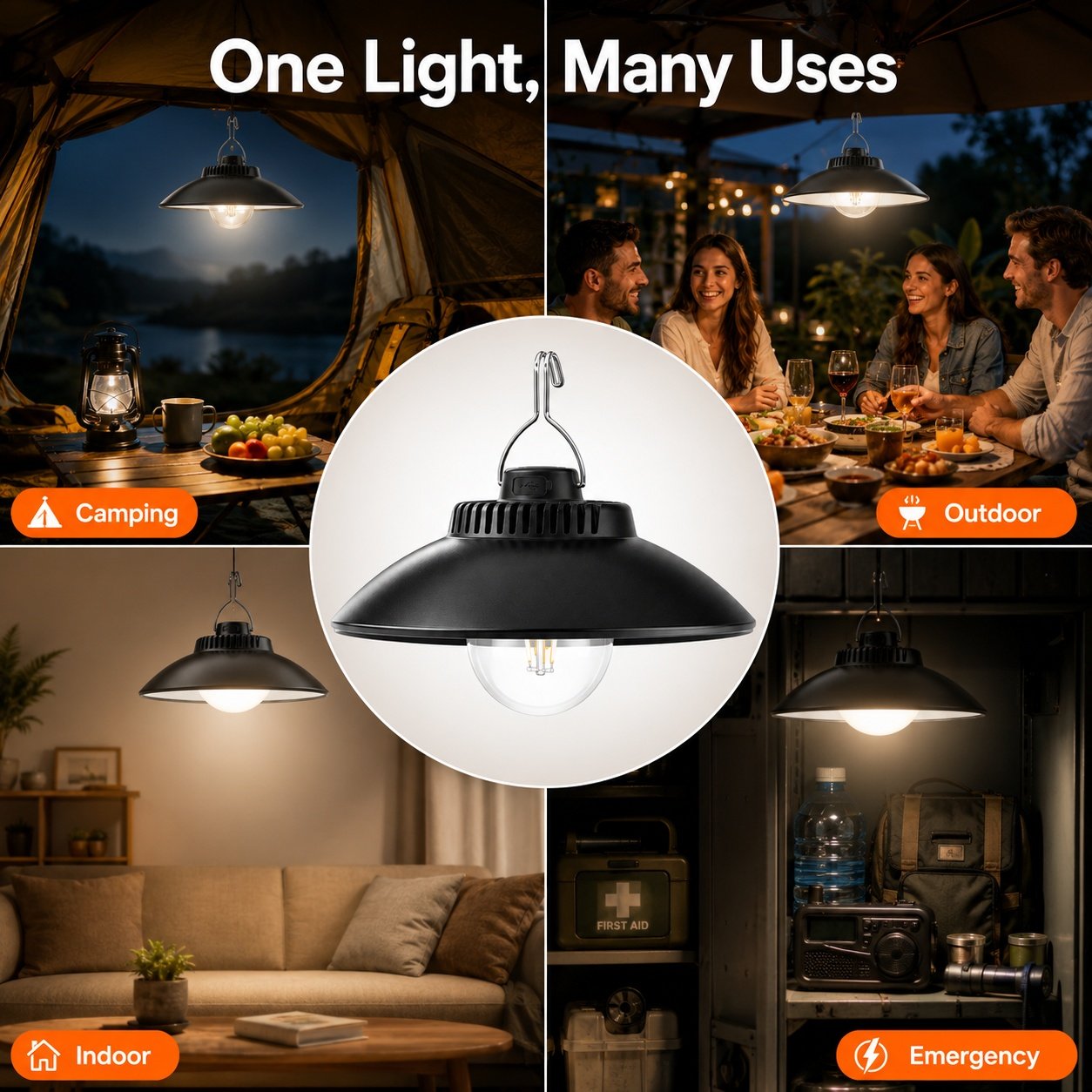 Rechargeable Type C Waterproof LED Camping Lantern LY11 A White 200LM For Tent Emergency OEM - Image 5