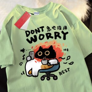 Womens Casual Versatile Short-sleeve Top With Cartoon Print