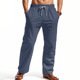 Linen Beach Shorts With Drawstring Vertical Stripes And A Straight-leg Breathable Fit - Image 8