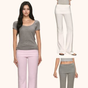 Casual Versatile Long Pants With A Turned-up Waistband