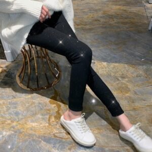 High Waisted Slimming Pants Versatile Shiny Silk Slim-fit Bottoming Skinny Jeans For Women