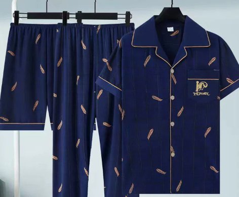 Pure Cotton Three-Piece Pajama Set For Men - Image 9
