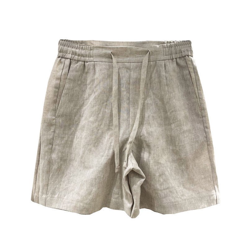 Elastic-waist Casual Loose-fit Linen Shorts - Image 5