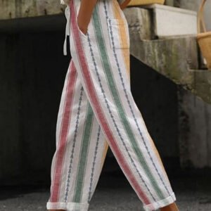 2026 New Women's Clothing Regular Drawstring Flap Pocket Pants Casual Pants Multi-Color Digital Printing Women's Pants