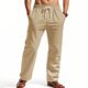 Linen Beach Shorts With Drawstring Vertical Stripes And A Straight-leg Breathable Fit - Image 7