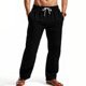 Linen Beach Shorts With Drawstring Vertical Stripes And A Straight-leg Breathable Fit - Image 6