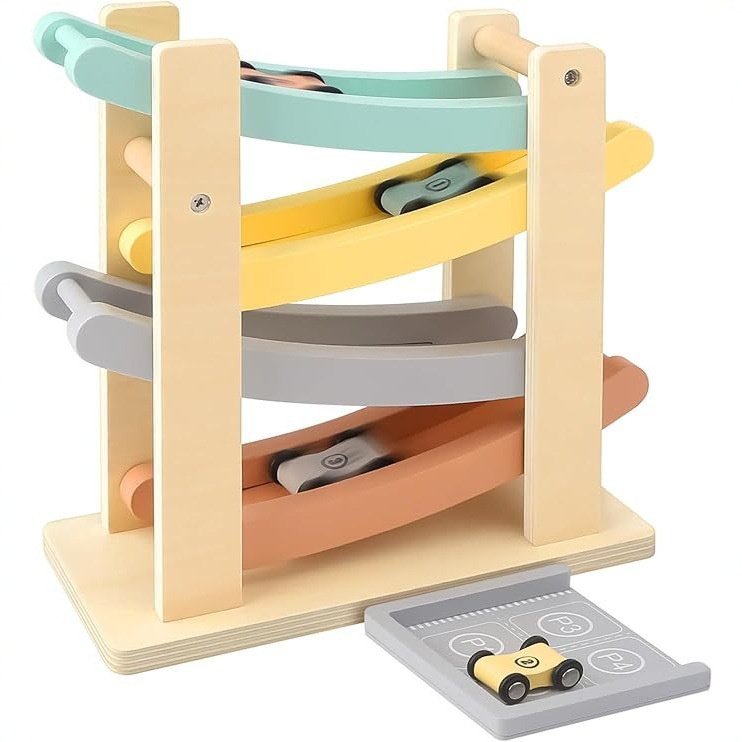 Wooden Inertia Sliding Track Car Educational Toy - Image 2