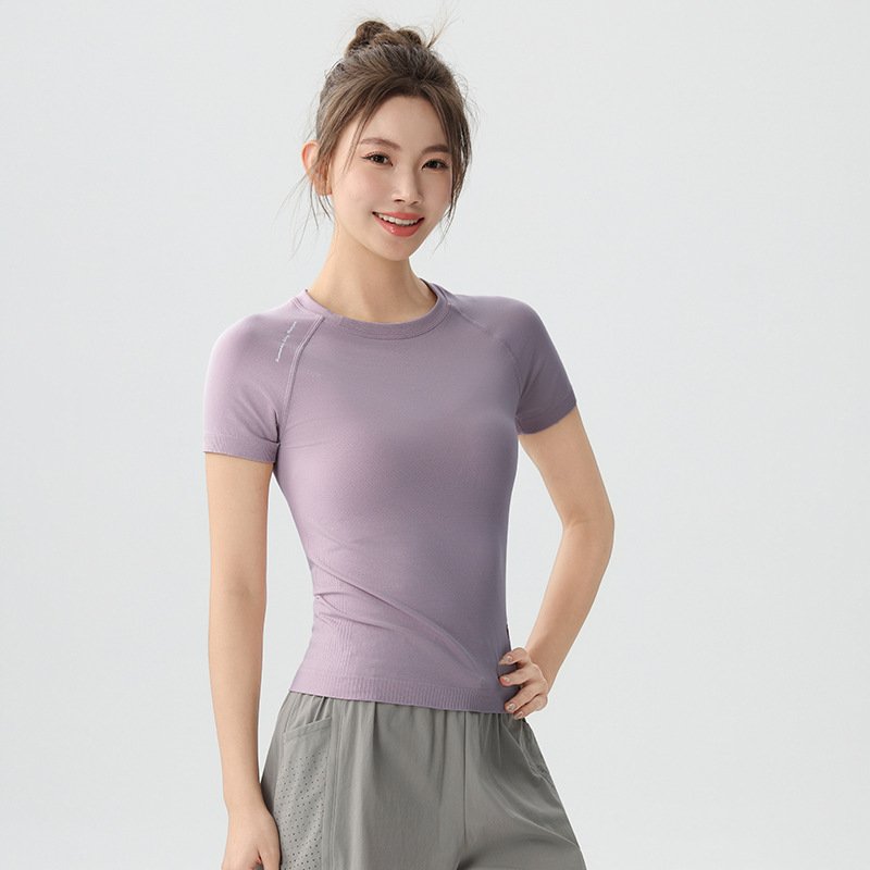 Quick-Drying Running Short-Sleeved Women's Summer Thin Training Fitness Yoga Top Slim Fit Elastic Professional Sports T-Shirt - Image 6