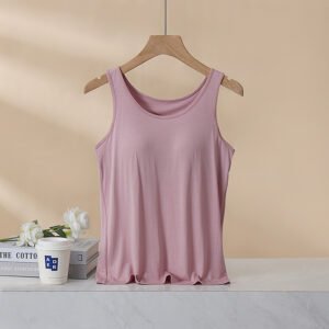 Women's Padded Vest Bra, Inner Layer, One-Piece Camisole, Slim-Fit, Figure-Flattering Modal Underwear For Summer