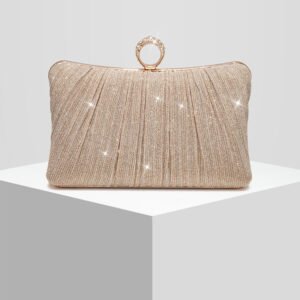 New Women's Large Pillow-style Evening Bag With Diamond-studded Pleats