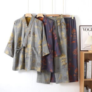 Pajama Hanfu Loungewear Pure Cotton Yarn-Dyed Jacquard Loose-Fit Lace-Up Home Set