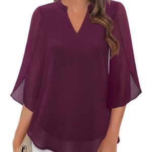 Cross-Border Amazon Casual Summer New European And American Style Petal Sleeve Top Loose V Neck Chiffon Shirt