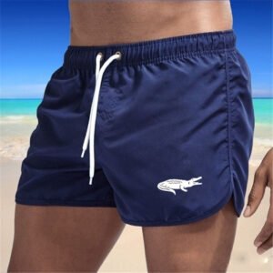 Mens Fashionable Beach Shorts Polyester Multi-Color Sports Three-Quarter-Length Shorts