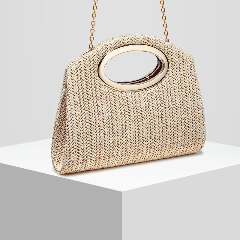 New Womens Straw-Weave Striped Evening Crossbody Bag - Image 3