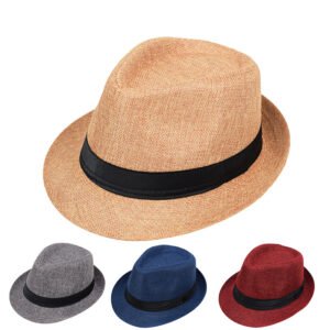 Mens And Womens Jazz Hat British-style Linen Solid-color Top Hat
