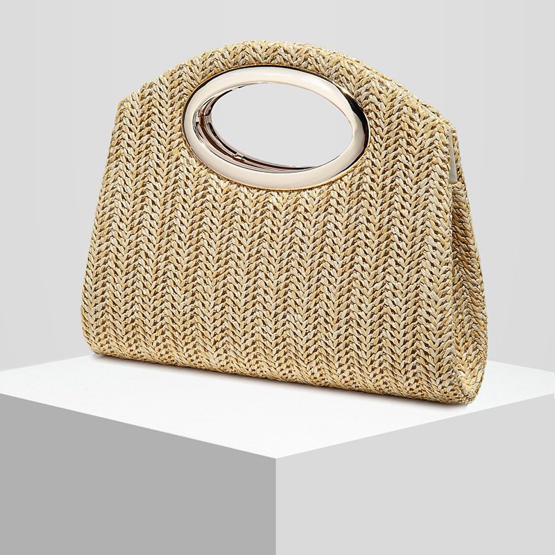 New Womens Straw-Weave Striped Evening Crossbody Bag - Image 5