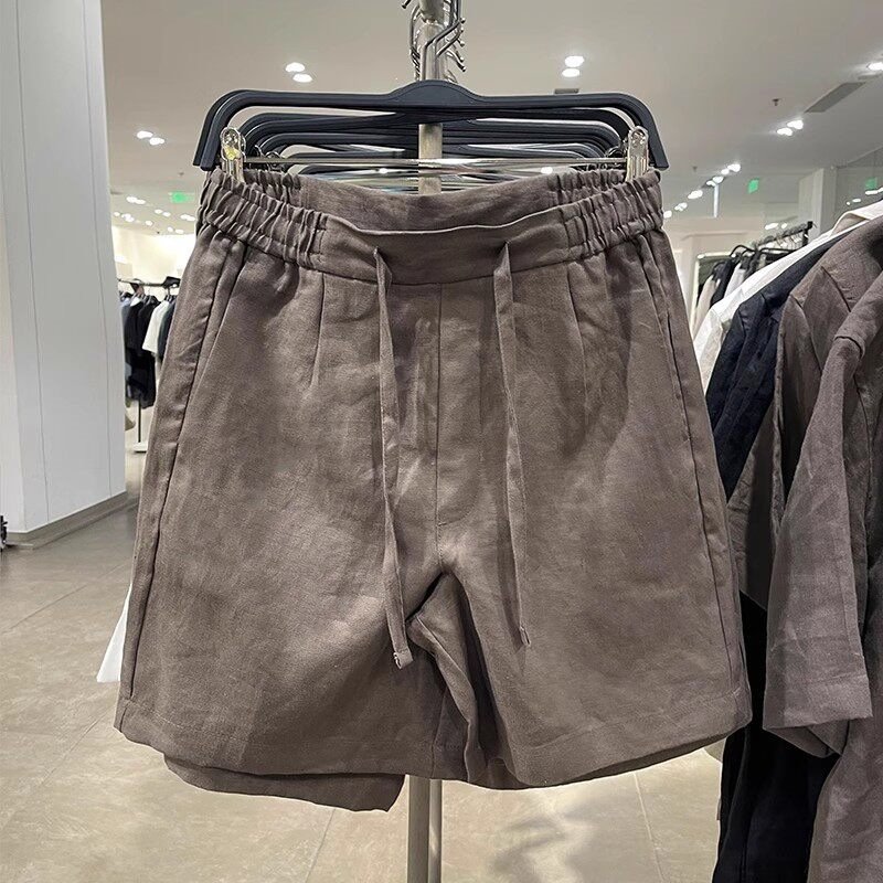 Elastic-waist Casual Loose-fit Linen Shorts - Image 8