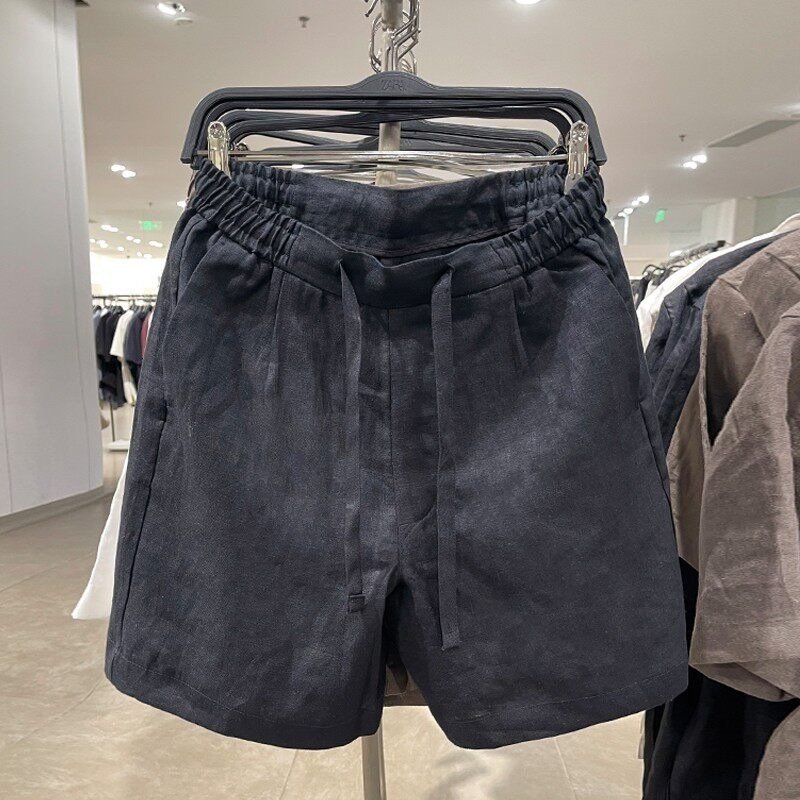 Elastic-waist Casual Loose-fit Linen Shorts - Image 7