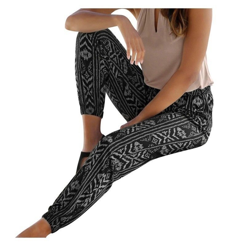 Women's Elastic Waist Printed Pocket Lace-up Leggings - Image 6