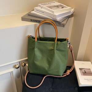 Simple Plaid Womens Large-Capacity Handbag