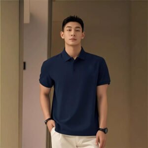 Summer-cool Slightly Mature American-style Lapel Straight-shoulder T-shirt
