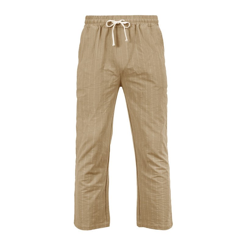 Linen Beach Shorts With Drawstring Vertical Stripes And A Straight-leg Breathable Fit - Image 4