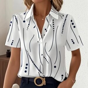 Printed-button Summer Fashion Short Sleeves