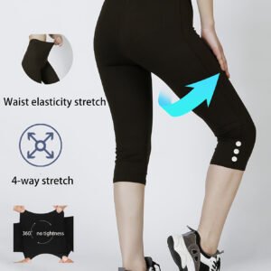 Women High Waisted Capri Leggings, Buttery Soft Yoga Pants, 4-Way Stretch Workout Athletic Cropped Pants For Daily Gym Fitness