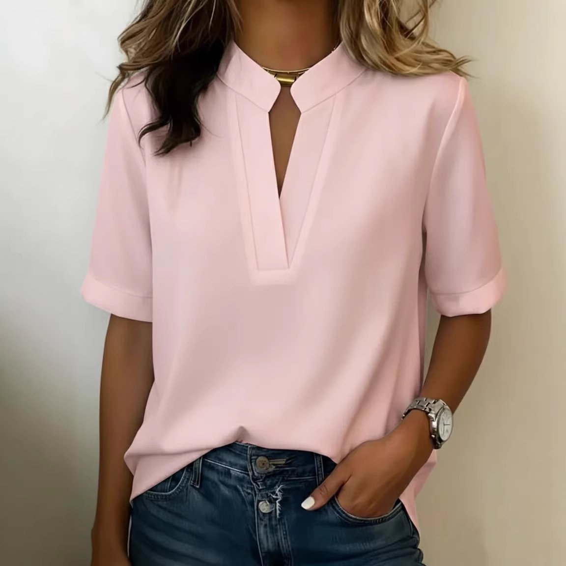 Women's Casual Short Sleeve Top - Crew Neck T-Shirt Loose Fit Summer Basic Tee for Daily Wear - Image 8