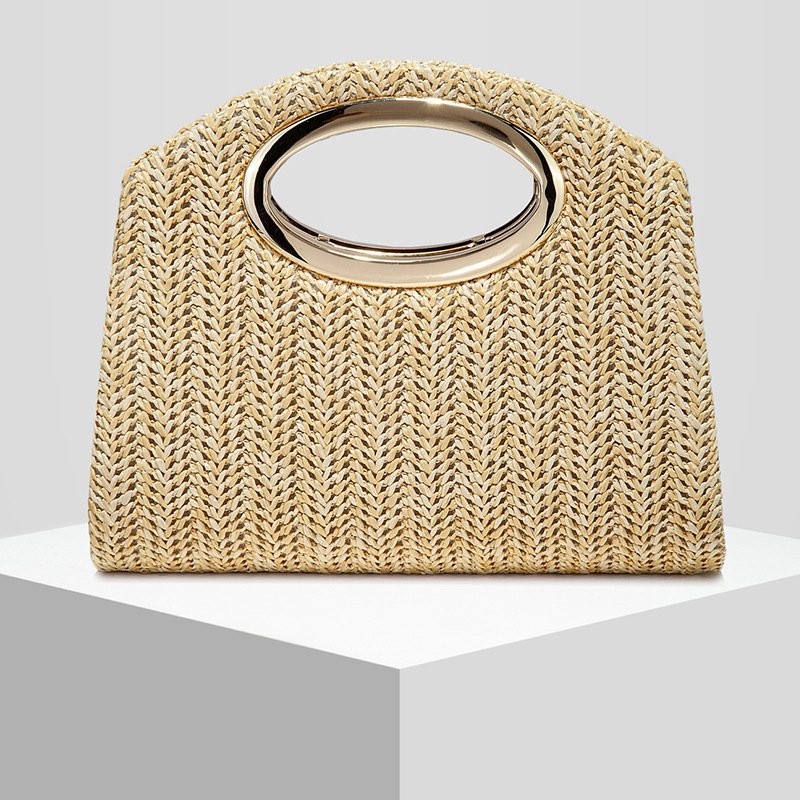 New Womens Straw-Weave Striped Evening Crossbody Bag - Image 4