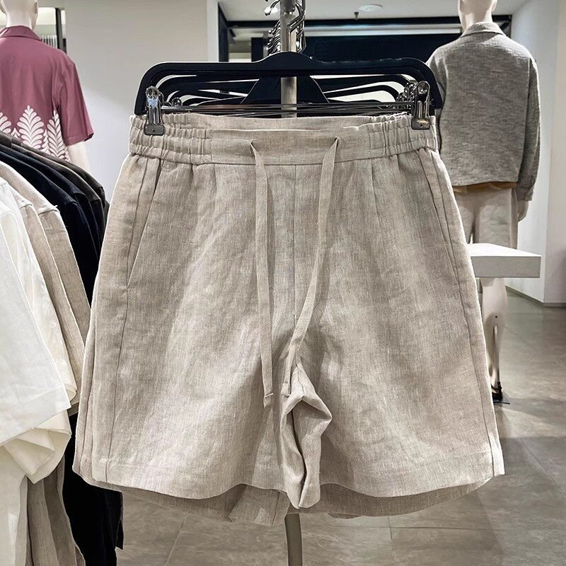 Elastic-waist Casual Loose-fit Linen Shorts - Image 4